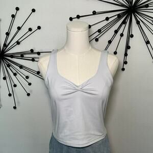 Reoria white ruched front tank top minimalist basic